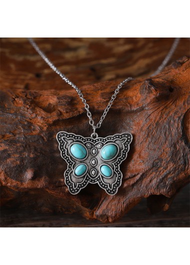 Mint Green jewelry,Animal Print jewelry,Butterfly Design Mint Green Alloy Necklace