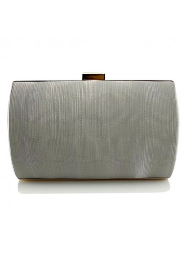 Silvery White accessories,Plain Color accessories,Silvery White Tassel Design Pushlock Clutch Bag