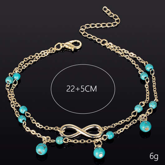 Gold jewelry,Geometric jewelry,Mint Green Geometric Alloy Layered Anklet