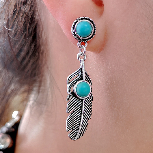 Silvery White jewelry,Silvery White Feathers Design Metal Earrings
