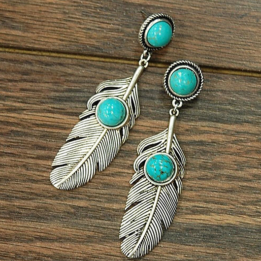 Silvery White jewelry,Silvery White Feathers Design Metal Earrings