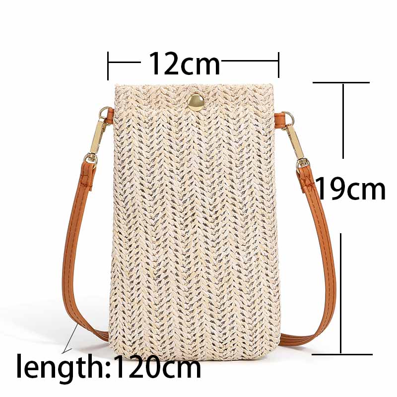 Weave Detail Beige Magnetic Crossbody Bag