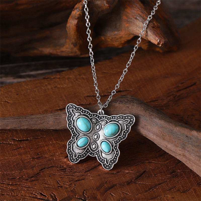 Mint Green jewelry,Animal Print jewelry,Butterfly Design Mint Green Alloy Necklace