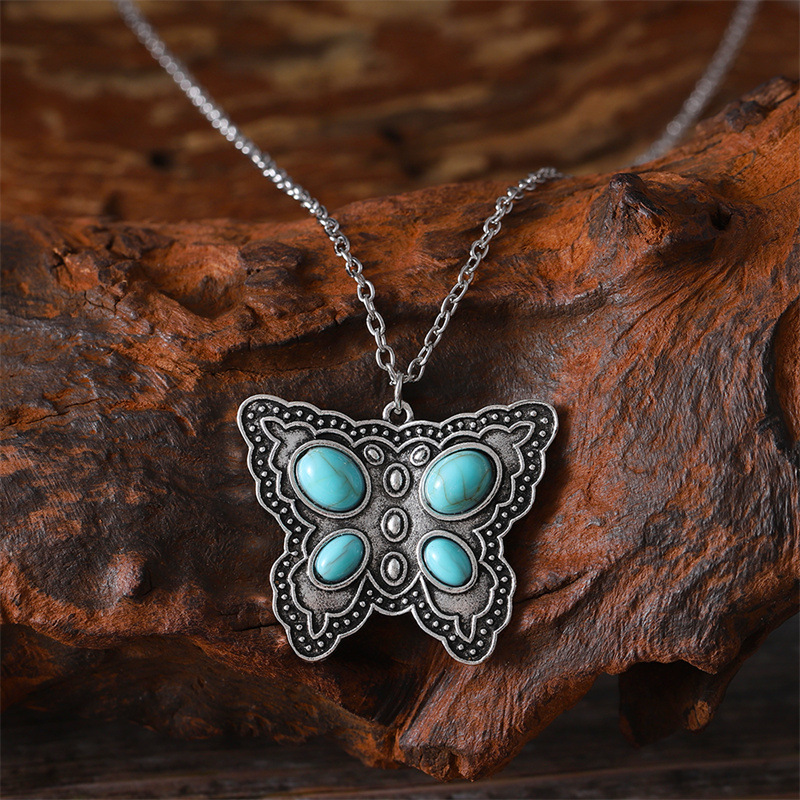 Mint Green jewelry,Animal Print jewelry,Butterfly Design Mint Green Alloy Necklace