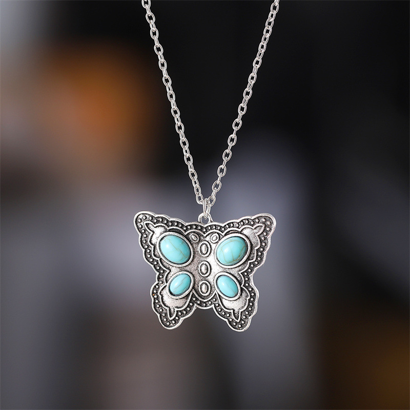 Mint Green jewelry,Animal Print jewelry,Butterfly Design Mint Green Alloy Necklace