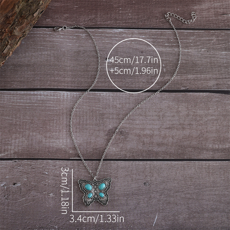 Mint Green jewelry,Animal Print jewelry,Butterfly Design Mint Green Alloy Necklace