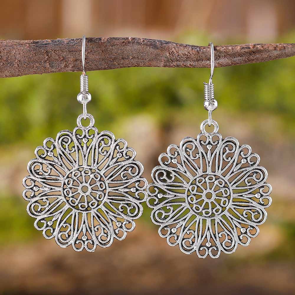 Silvery White jewelry,Geometric jewelry,Silvery White Alloy Geometric Design Earrings