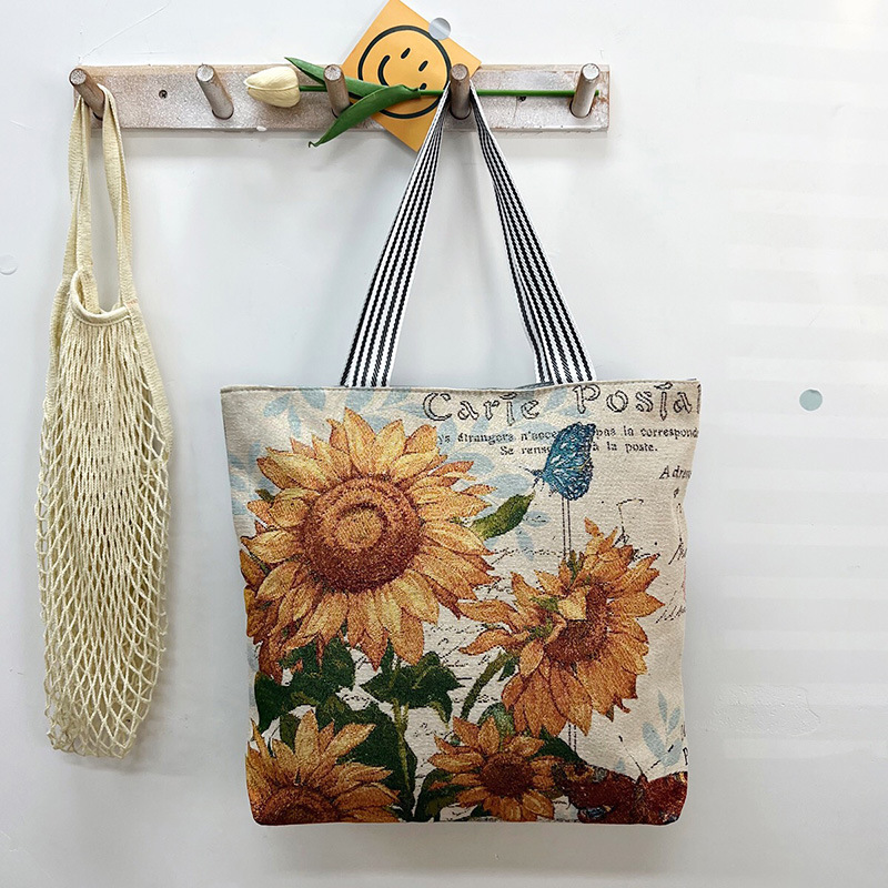 Neon Orange accessories,Plants accessories,Floral accessories,Letter accessories,Sunflower Print Neon Orange Zip Shoulder Bag