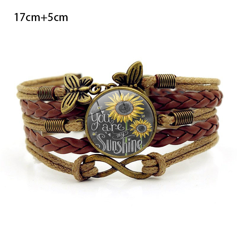 Dark Camel jewelry,Round Sunflower Layered Dark Camel Alloy Bracelet