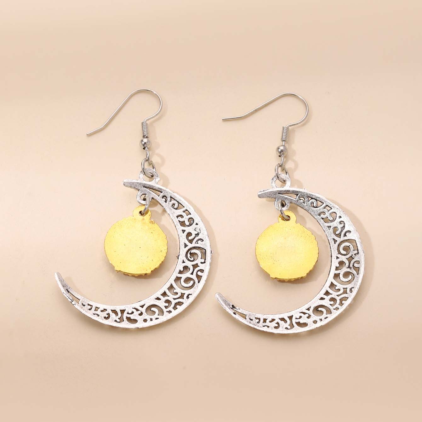 Silvery White Sunflower Hollow Alloy Earrings