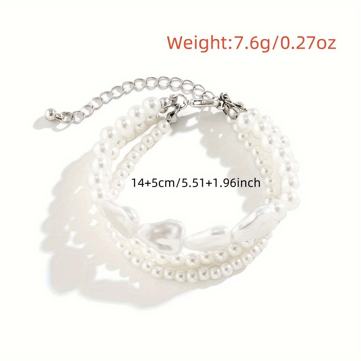 White jewelry,White Layered Design Asymmetric Pearl Bracelet