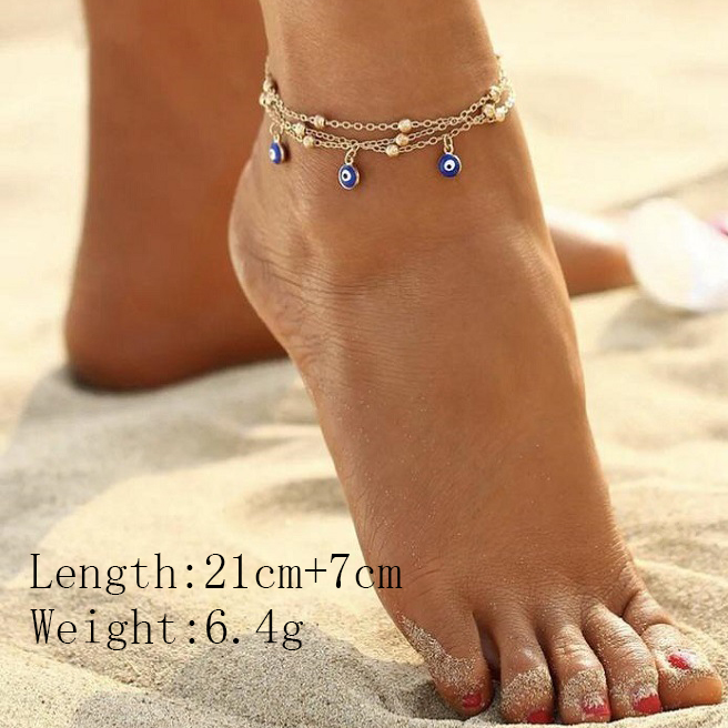 Gold jewelry,Gold Layered Design Beaded Alloy Anklet