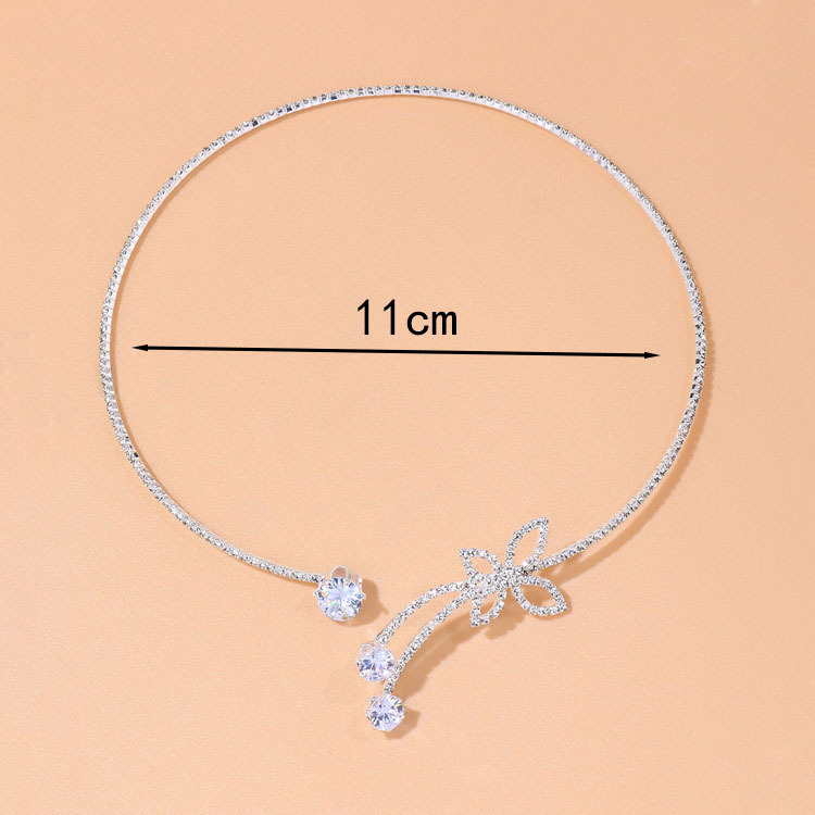 Silvery White jewelry,Butterfly Rhinestone Silvery White Alloy Necklace