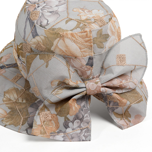 Grey accessories,Floral accessories,Plants accessories,Floral Print Bowknot Grey Visor Hat
