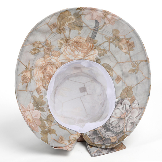 Grey accessories,Floral accessories,Plants accessories,Floral Print Bowknot Grey Visor Hat