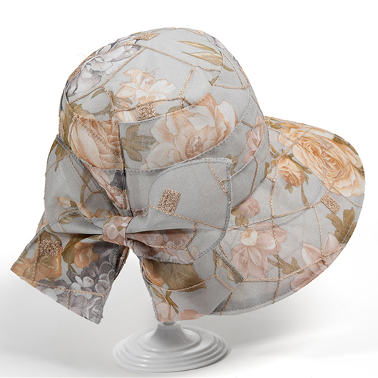 Grey accessories,Floral accessories,Plants accessories,Floral Print Bowknot Grey Visor Hat
