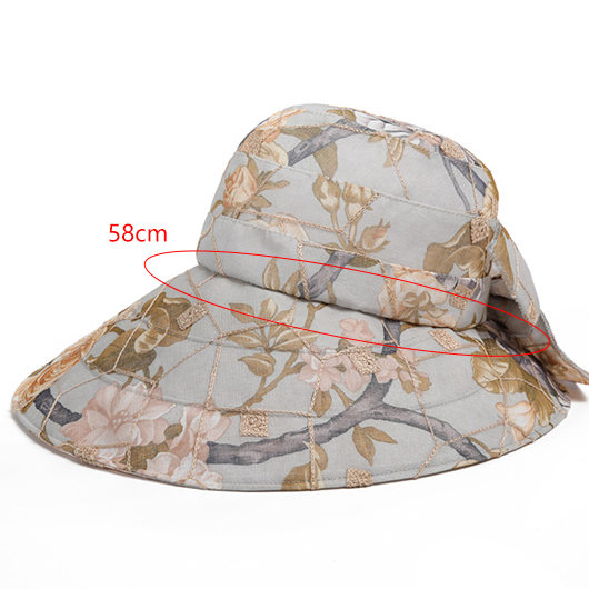 Grey accessories,Floral accessories,Plants accessories,Floral Print Bowknot Grey Visor Hat