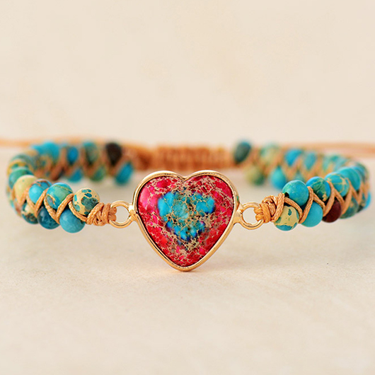 Mint Green jewelry,Heart Braided Beaded Mint Green Bracelet