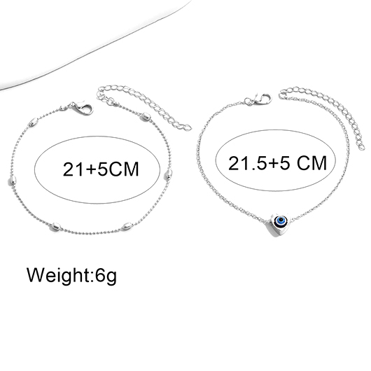 Silvery White jewelry,Heart jewelry,Heart Silvery White Alloy Anklet Set