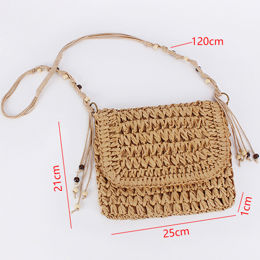 Dark Camel accessories,Plain Color accessories,Dark Camel Beaded Tassel Zip Crossbody Bag