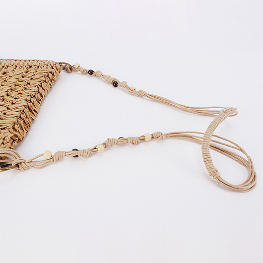 Dark Camel accessories,Plain Color accessories,Dark Camel Beaded Tassel Zip Crossbody Bag