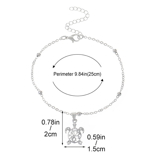 Silvery White jewelry,Animal Print jewelry,Turtle Design Silvery White Alloy Anklet