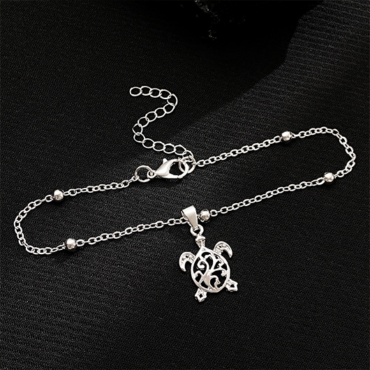 Silvery White jewelry,Animal Print jewelry,Turtle Design Silvery White Alloy Anklet