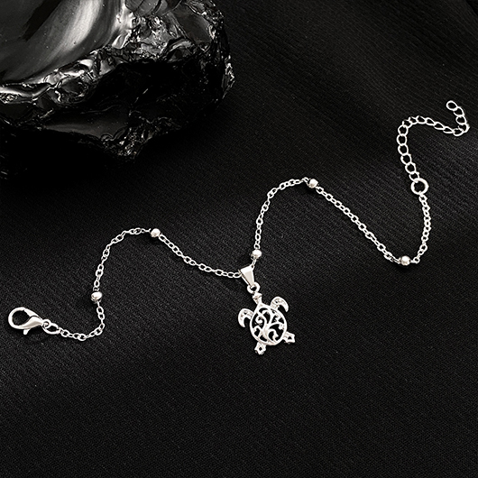 Silvery White jewelry,Animal Print jewelry,Turtle Design Silvery White Alloy Anklet