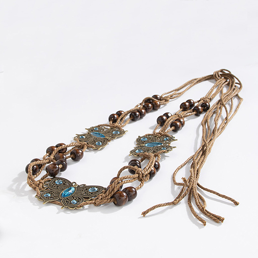 Dark Coffee jewelry,Animal Print jewelry,Butterfly Dark Coffee Beaded Body Chains Belt