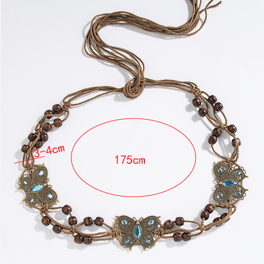 Dark Coffee jewelry,Animal Print jewelry,Butterfly Dark Coffee Beaded Body Chains Belt