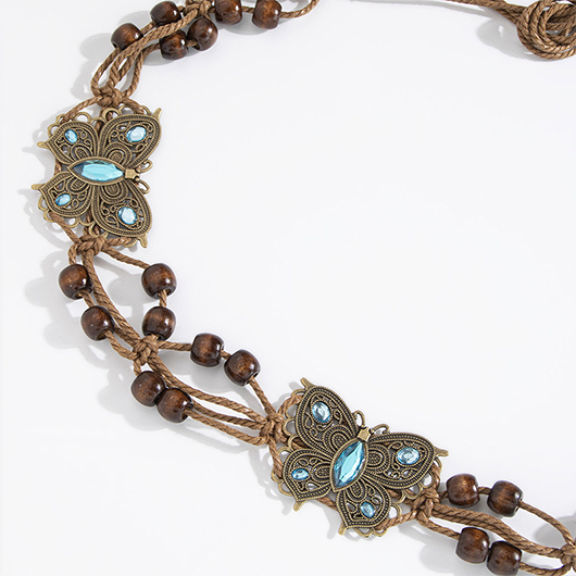 Dark Coffee jewelry,Animal Print jewelry,Butterfly Dark Coffee Beaded Body Chains Belt