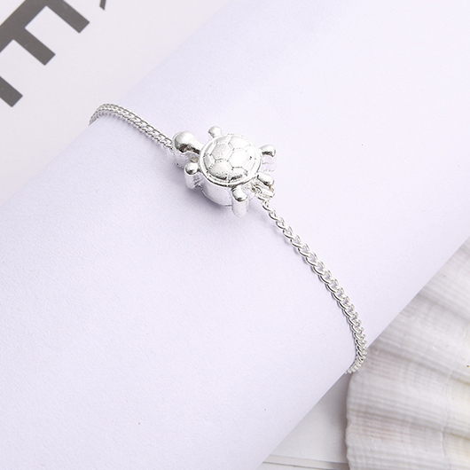 Silvery White jewelry,Turtle Silvery White Color Alloy Anklet