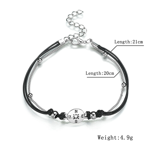 Round Black Layered Design Alloy Anklet
