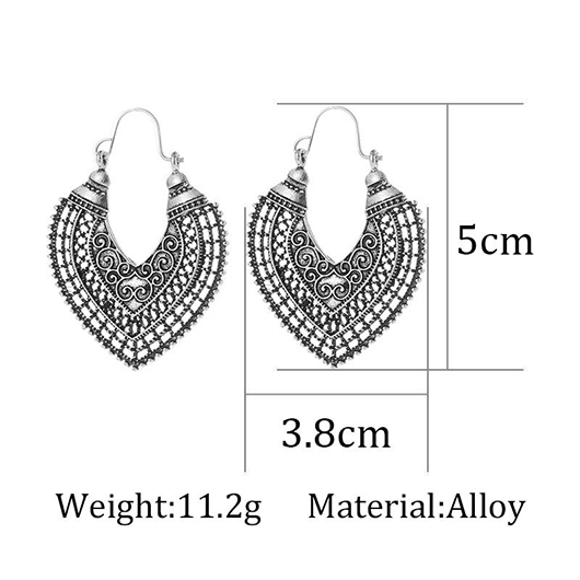 Silvery White jewelry,Plain Color jewelry,Heart Design Silvery White Alloy Earrings