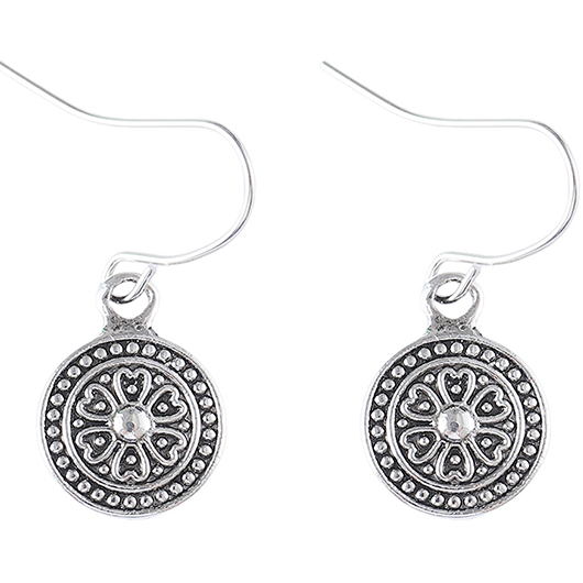 Silvery White jewelry,Round Retro Silvery White Alloy Earrings