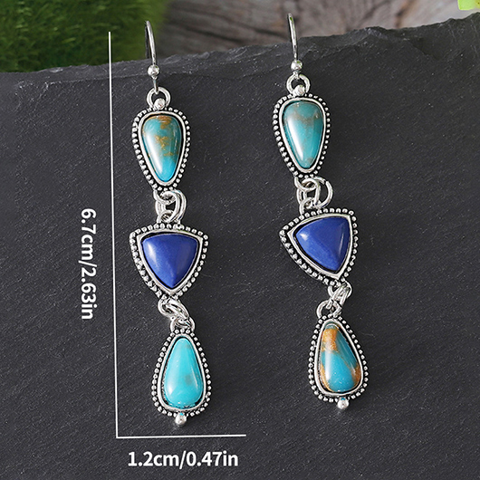 Mint Green jewelry,Silver jewelry,Contrast Color jewelry,Triangle Design Mint Green Alloy Earrings