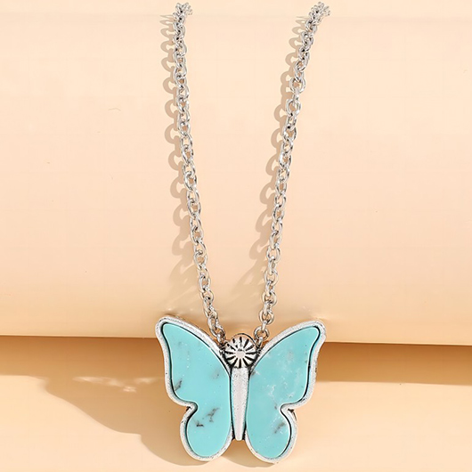 Mint Green jewelry,Animal Print jewelry,Butterfly Design Mint Green Alloy Necklace