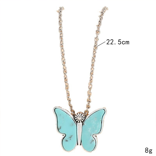 Mint Green jewelry,Animal Print jewelry,Butterfly Design Mint Green Alloy Necklace