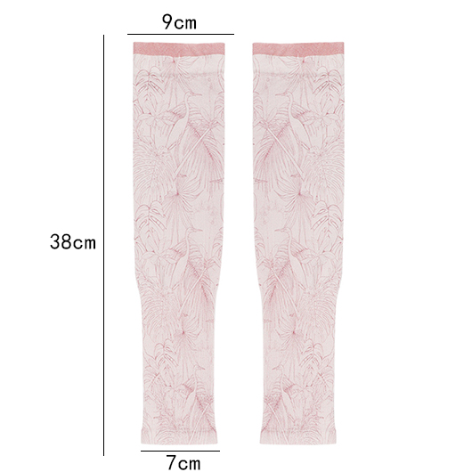 Pink accessories,Plants accessories,Plants Print Pink Sun Protection Above Elbow Gloves