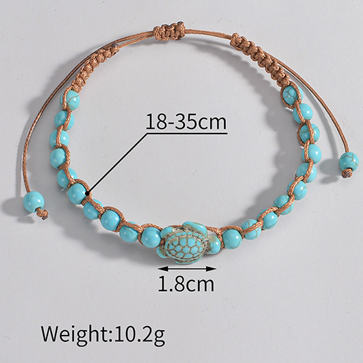 Turtle Mint Green Polyresin Beaded Anklet