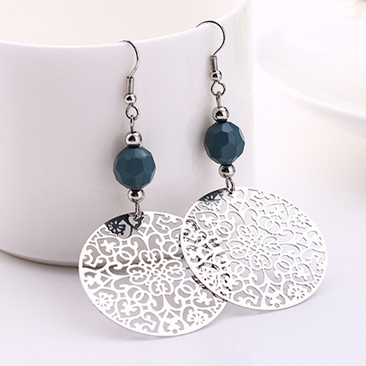 boucles d'oreilles rondes creuses en alliage d'argent tribal