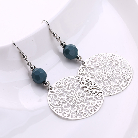 boucles d'oreilles rondes creuses en alliage d'argent tribal