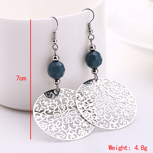 boucles d'oreilles rondes creuses en alliage d'argent tribal
