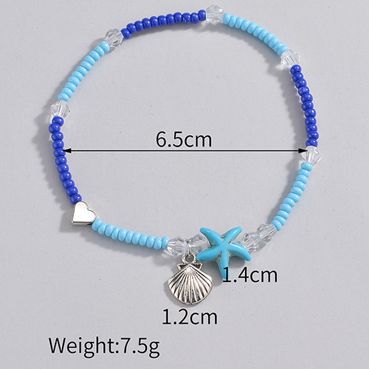 Dark Blue jewelry,Light Blue jewelry,Contrast Color jewelry,Beaded Shell Dark Blue Polyresin Anklet