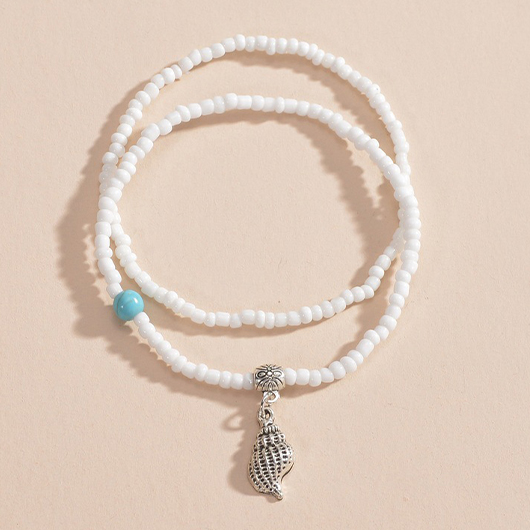 White jewelry,Contrast Color jewelry,Conch Design White Polyresin Anklet Set