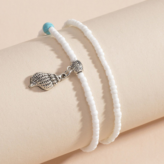 White jewelry,Contrast Color jewelry,Conch Design White Polyresin Anklet Set