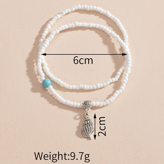 White jewelry,Contrast Color jewelry,Conch Design White Polyresin Anklet Set
