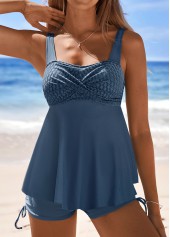 Grey swimwear,Plain Color swimwear,ROTITA Surplice Grey Mid Waisted Tankini Set