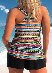 Multi Color swimwear,Rainbow Color swimwear,Tribal swimwear,ROTITA Lace Up Multi Color Tribal Print Tankini Set