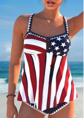Rotita-Tankini-Set mit amerikanischer Flagge und kreisförmigem Ring und Kreuzmuster in Marineblau